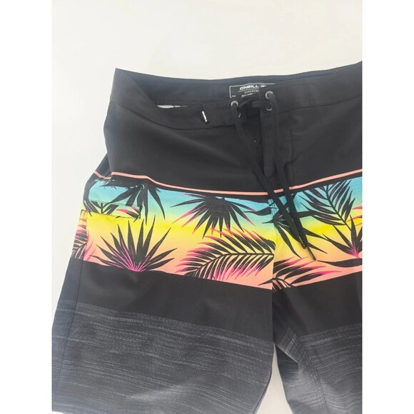 O'Neill Hyperfreak Heat Block Boardshorts Mens 38 Black Stretch Zip Pocket - Picture 5 of 7